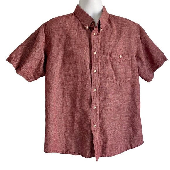 World Wide Sportsman Linen Blend Short Sleeve Button Down Shirt Men's Large - Picture 2 of 8